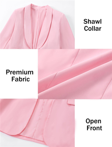 เสื้อเบลเซอร์แขนยาวสีชมพูสำหรับผู้หญิง ชุดนักเรียนสีพื้น ชุดสำเร็จการศึกษา ชุดสูททางการ เสื้อเบลเซอร์เด็ก - Product Image 4