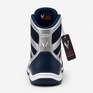 Premium Quality 2026 Best Selling VIKY INDUSTRIES Boxing Shoes Lace-Up <b>Mesh</b> Breathable High <b>Top</b> Navy Blue <b>Silver</b> - Product Image 2