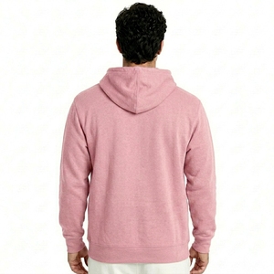 <b>Men's</b> <b>Pink</b> Oversized Eco-Friendly Anti-shrink Hooded <b>Sweatshirt</b> Solid Color Casual Cotton French Terry Autumn Wear - Product Image 2