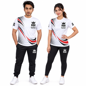 T-shirt court à col rond pour homme, 220 grammes, coupe ample, style sportif, en jersey teint en fil, imprimé numériquement, vierge, 100 % polyester, écologique - Product Image 2