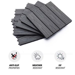 Piastrelle per Patio in Legno di Acacia Scanalato 12x12, Incastrabili, Confezione da 11, Grigio - Product Image 5