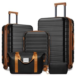 Set di Valigie Rigide Espandibili da 5 Pezzi con Ruote Girevoli e Borse da Viaggio - Set da Viaggio Alla Moda in ABS PC - Product Image 5