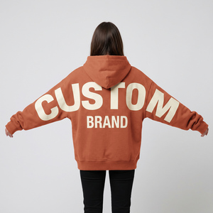 Sweat à capuche personnalisé pour femme en molleton de coton épais, coupe décontractée, avec impression graphique et texture teinte en pièce - Product Image 5