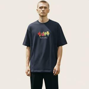 Camiseta Casual de Cuello Redondo para Hombre, Manga Corta, 100% Algodón, 220 g/m², Corte Holgado, Diseño Estampado a Mano, Transpirable y Ecológica - Product Image 1