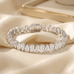 Pear Cut Diamond Tennis <b>Bracelet</b> White <b>Gold</b> Claw Setting Classic Women's Wedding Jewelry GIA Certified - Product Image 2