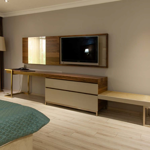 Modern King Size Hotel <b>Bed</b> Set with Wooden Frame Strong Velvet Upholstery Contemporary Design for Commercial Use - Product Image 3