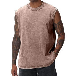 Débardeurs de sport pour hommes sans manches, col rond, décontractés, pour la gym, effet délavé, respirants, coupe ample, athlétiques, pour l'été - Product Image 1