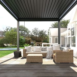 Pergola Manuale da Esterno con Lamelle Orientabili, Combinazione di Persiane e Tettoia per Spazi Interni ed Esterni - Product Image 3