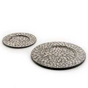 Assiettes et plats artisanaux en nacre, écologiques, ronds, motif personnalisé, design moderne, compatibles lave-vaisselle, pour servir les aliments - Product Image 1