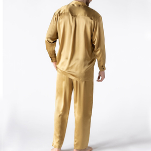 Ensemble de pyjamas de luxe en satin pour hommes 2026 – Collection printemps-été respirante à manches longues et boutonnée – Vêtements de nuit pour hommes en gros - Product Image 4