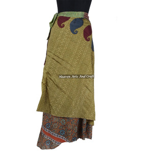 2026 New Summer Fashion Magic Wraps <b>Skirt</b> 2 Layer Reversible Magic Silk Saris Wrap Long <b>Skirt</b> <b>Boho</b> Maxi Reversible Tube Designer - Product Image 5