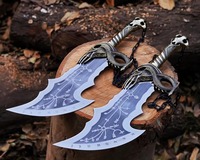 Hache tactique Dragon Head Tomahawk, lame en acier inoxydable, pour la survie en extérieur, usage DIY, manche en bois de 400 mm