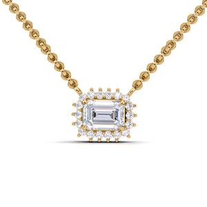 IGI Certified Lab Grown Diamond Emerald Cut Halo Pendant in 9K Yellow / Rose & White Gold Elegant <b>Step</b> Cut Design - Product Image 4