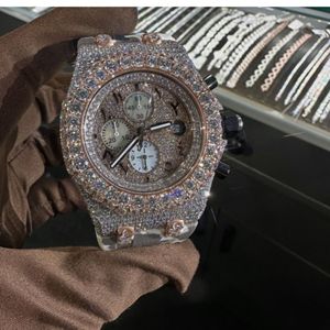 Reloj de Pulsera de Lujo para Hombre, Estilo Hip Hop, con Diamantes Cultivados en Laboratorio, Plateado y Dorado, Redondo, de Cuarzo, de Alta Calidad - Product Image 2