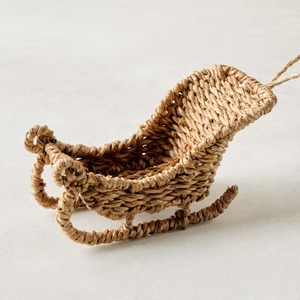 Trineos de hierba marina tejida, cesta de trineo de Papá Noel de hierba marina, piezas de decoración navideña, suministros al por mayor - Product Image 4