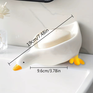 Porte-savon Canard Mignon avec Plateau d'Égouttement Intégré, Organisateur de Salle de Bain pour Évier et Comptoir, Nouveau Design Personnalisé - Product Image 5