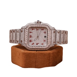 นาฬิกาเพชรสไตล์ฮิปฮอปโมอิสซาไนท์ VVS bustdown หรูหราเคลื่อนที่ผ่านกลไกนาฬิกาทดสอบเพชรสำหรับผู้ชายราคาถูก - Product Image 1