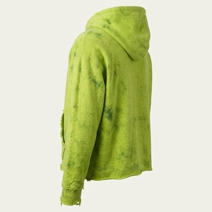 เสื้อฮู้ดดี้ผู้ชายสไตล์สตรีทแวร์ผ้าเฟรนช์เทอร์รี่แบบครอป ตัดขอบดิบ ลุคซันเฟด แอซิดวอช แต่งแพทช์พิมพ์ลาย - Product Image 4