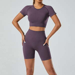 Wholesale Custom Women's Yoga Set Activewear Solid <b>Flared</b> Leg Waterproof Plus Size Seamless 2-Piece Breathable High Quality 100% - Product Image 6