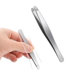 Pince à épiler inclinée en acier inoxydable pour sourcils et poils du visage, outil de maquillage professionnel de sécurité à pointe arrondie pour une épilation précise du visage - Product Image 5