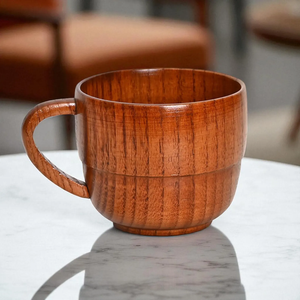 Hand Carved Wooden Coffee <b>Mug</b> with Straw Rustic Farmhouse Drinkware <b>Large</b> Capacity Custom Logo - Product Image 3