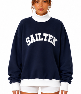 Sudadera Personalizada Color Verde Azulado para Mujer, Cuello Alto, Mezcla de Algodón Suave, Tejido Casual para Uso Diario - Product Image 1