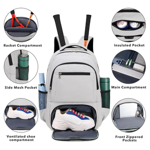 Sac de baseball personnalisé avec logo, design tendance, 50-70L, polyester, capacité de 2 raquettes pour badminton, squash, pickleball, pagaies et balles - Product Image 4