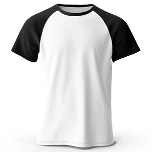 Camiseta de Jersey para Hombre, Cuello Redondo, Manga Corta, 100% Algodón, Color Blanco/Negro, Ribete en Contraste, Diseño Personalizado, Talla Grande, Transpirable - Product Image 1