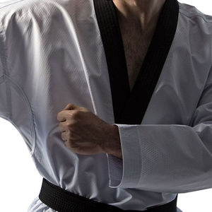 Uniforme de Taekwondo Dobok para Adultos Unisex de Algodón y Poliéster con Logotipo Personalizado y Cinturón de Artes Marciales Elástico - Product Image 4