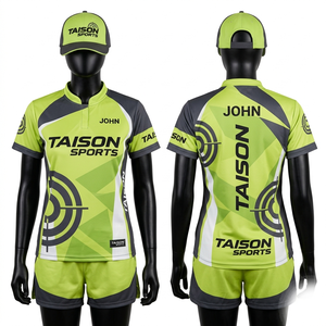 Maillot de tir à l'arc en polyester interlock premium 180 GSM, orange avec panneaux latéraux noirs, logo personnalisé par sublimation - Product Image 5
