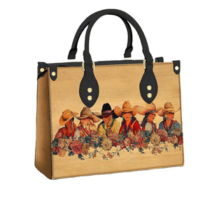 Bolso Bandolera de Cuero con Estampado Floral Estilo Vaquero, Bolso de Mano Elegante y Duradero para Mujer, Impresión Bajo Demanda, Dropshipping - Product Image 1