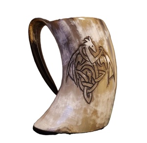 Natural Buffalo Horn Mug Viking Drinking and <b>Beer</b> Mug Hot Quality with Wood Hand Grip Best Selling - Product Image 6