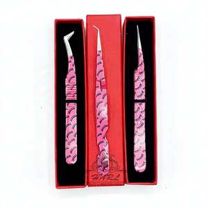 Juego de Pinzas para Pestañas HARL, Pinzas de Precisión de Acero Inoxidable con Diseño de Pestañas Rosadas para Aplicación de Pestañas, Pinzas para Extensión de Pestañas - Product Image 2