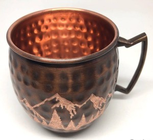 Hammered Copper Moscow Mule <b>Mug</b> With Gold T-Bar Handle Vintage Style Eco Friendly Drinkware Home Use Modernist Hammered - Product Image 5