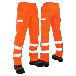 RICSA INTERNATIONAL Men's Orange Hi Visibility Polyester CE Certified <b>Work</b> Pants Reflective Stripes <b>Cargo</b> Style Uniform Type - Product Image 6