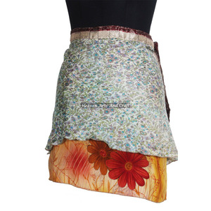 Colorful Women Free Size Mini Skirt Indian <b>Wrap</b> Short Sari <b>Wrap</b> Skirt Trendy Boho Gypsy <b>Beach</b> Cover Sari Skirt For Casual Summer - Product Image 1