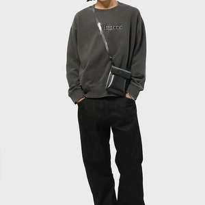 Sudadera de cuello redondo para hombre, de peso pesado, teñida lisa, corte holgado, hombros caídos, de forro polar de poliéster/algodón, transpirable, en blanco, con logotipo personalizado impreso - Product Image 3