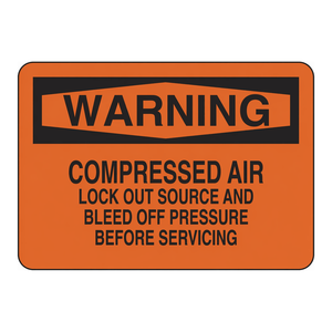 Panneau de sécurité Brady pour pré-servicage, avertissement de blocage d'air comprimé pour installations industrielles - Product Image 1