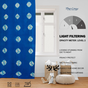 ผ้าม่านพิมพ์ลายมัดย้อม ผ้าฝ้ายเนื้อนุ่ม สไตล์โบโฮ สำหรับตกแต่งหน้าต่าง อพาร์ทเมนท์ วิลล่า ขายส่งจากอินเดีย - Product Image 6