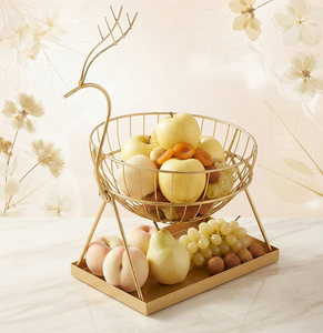 Elegante Cesta de Frutas de Alambre Metálico con Forma de Animal, Tazón Dorado para Almacenamiento, Decoración de Cocina, Cestas de Almacenamiento - Product Image 1