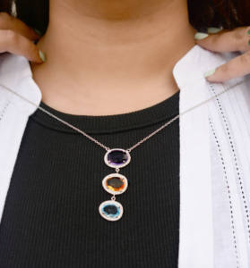 Collar llamativo de plata de ley 925 con gemas multicolor Aurora Boreal al por mayor - Product Image 1