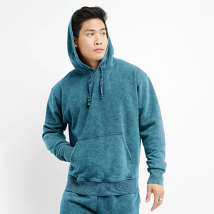 High Quality Custom Streetwear Fleece Pullover Hoodie 100% Cotton Solid Pattern Vintage Wash Acid Sun Fade Look Plain Dyed - Product Image 3