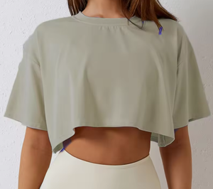 T-shirt de sport pour femme en coton, coupe ample, manches courtes, idéal pour la gym, le yoga, la course à pied et le fitness - Product Image 1