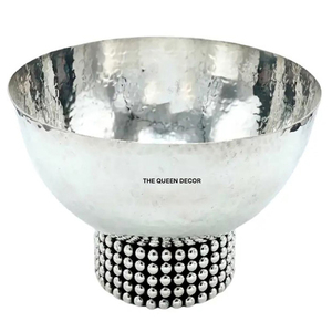 Bol à salade décoratif en métal de haute qualité, base en forme de pieuvre, argent poli, tendance, attrayant, compatible lave-vaisselle - Product Image 4