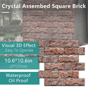 12 pezzi di carta da parati con Stick da parete in roccia rossa impermeabile in PVC, pannelli decorativi da parete, facile manutenzione per la toilette della cucina - Product Image 1