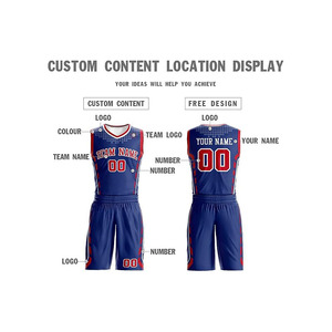 Conjunto de Uniforme de Baloncesto Personalizado Azul y Rojo con Nombre del Equipo 00, Sublimado, Malla Transpirable, Sin Mangas, Unisex, para Verano - Product Image 5
