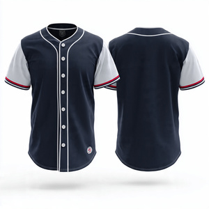 เสื้อเบสบอลกระดุมโพลีเอสเตอร์100% เสื้อเบสบอลติดกระดุมเสื้อเบสบอลลายทางเสื้อเบสบอลผ้านุ่ม - Product Image 5