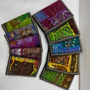 Embroidered Patchwork Cotton Journal 5x7 Inch Handmade Silk Screen Printed Fabric <b>Notebook</b> Beaded Cover <b>Diary</b> Vintage Textile - Product Image 2