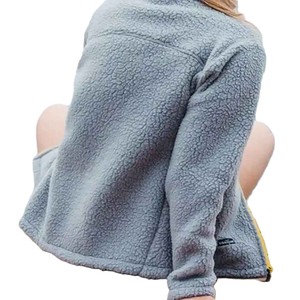 Veste polaire Sherpa gris personnalisée à fermeture éclair intégrale avec poche poitrine zippée, chaude, confortable, décontractée, pour l'extérieur, hiver, vente en gros, marque privée, vêtements d'extérieur - Product Image 6
