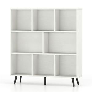 Libreria angolare moderna a 3 ripiani in legno massello con 5 gambe in metallo per soggiorno - Product Image 2